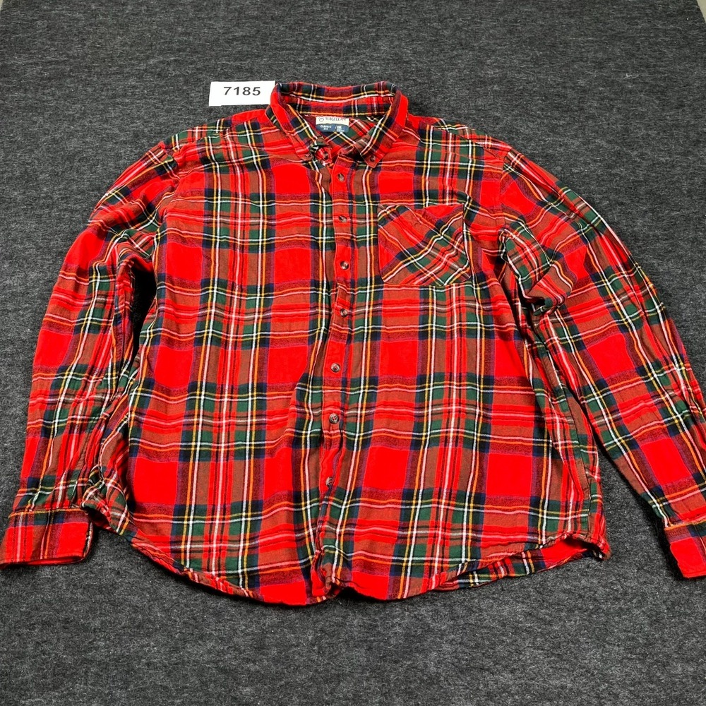 Magellan Outdoors Flannel Shirt Mens 2XL Multicolor Plaid Button‎ Up Classic Fit
